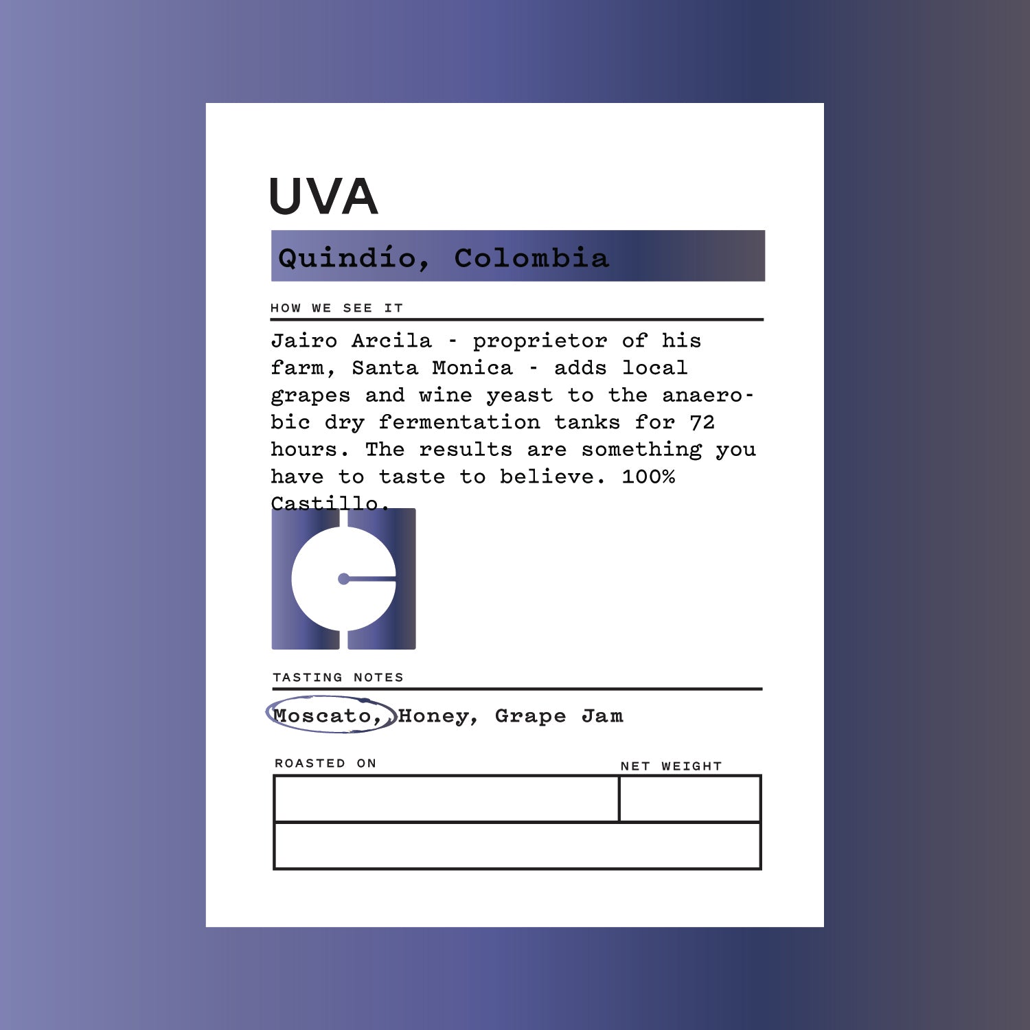 Extremely Limited - Colombia - Uva - Grape & Wine Yeast Co-Ferment